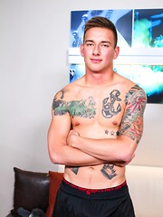 jackoff,masturbation,solo,tattoo,brown hair,tanned